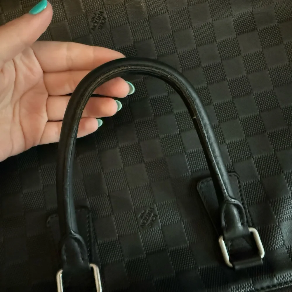 Louis Vuitton Matte Black Damier Porte Documents Jour Leather Satchel - Picture 3 of 15